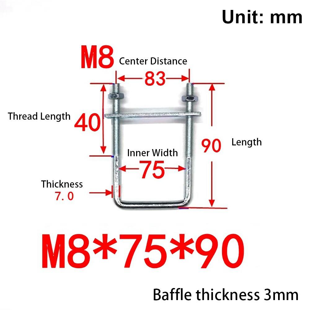 1Pcs With Baffle M8 Square Tube Clamp Screws Square Bolt New Right Angle U-bolt for Square Tube M8x75x90mm
1Pcs With Baffle M8 Square Tube Clamp Screws Square Bolt New Right Angle U-bolt for Square Tube M8x75x90mm