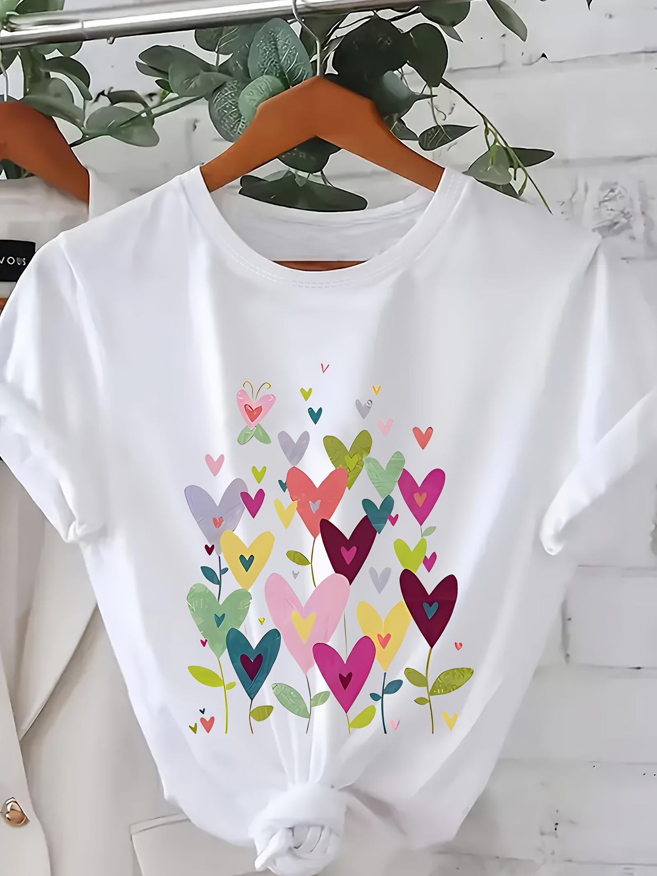 European size Valentine S Day Plus-Size Women S Colorful Heart-Patterned T-Shirt - Casual Round Neck Short Sleeve Top 4XL білий
European size Valentine S Day Plus-Size Women S Colorful Heart-Patterned T-Shirt - Casual Round Neck Short Sleeve Top 4XL білий