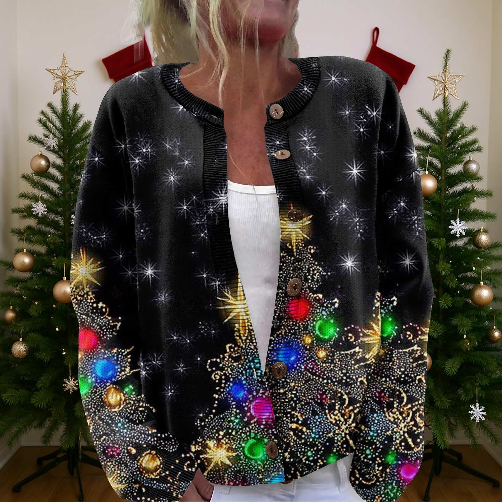 Женский рождественский свитер Милый забавный рождественский свитер Осень и зима Свитер с длинным рукавом вязаный M чёрный
Женский рождественский свитер Милый забавный рождественский свитер Осень и зима Свитер с длинным рукавом вязаный M чёрный