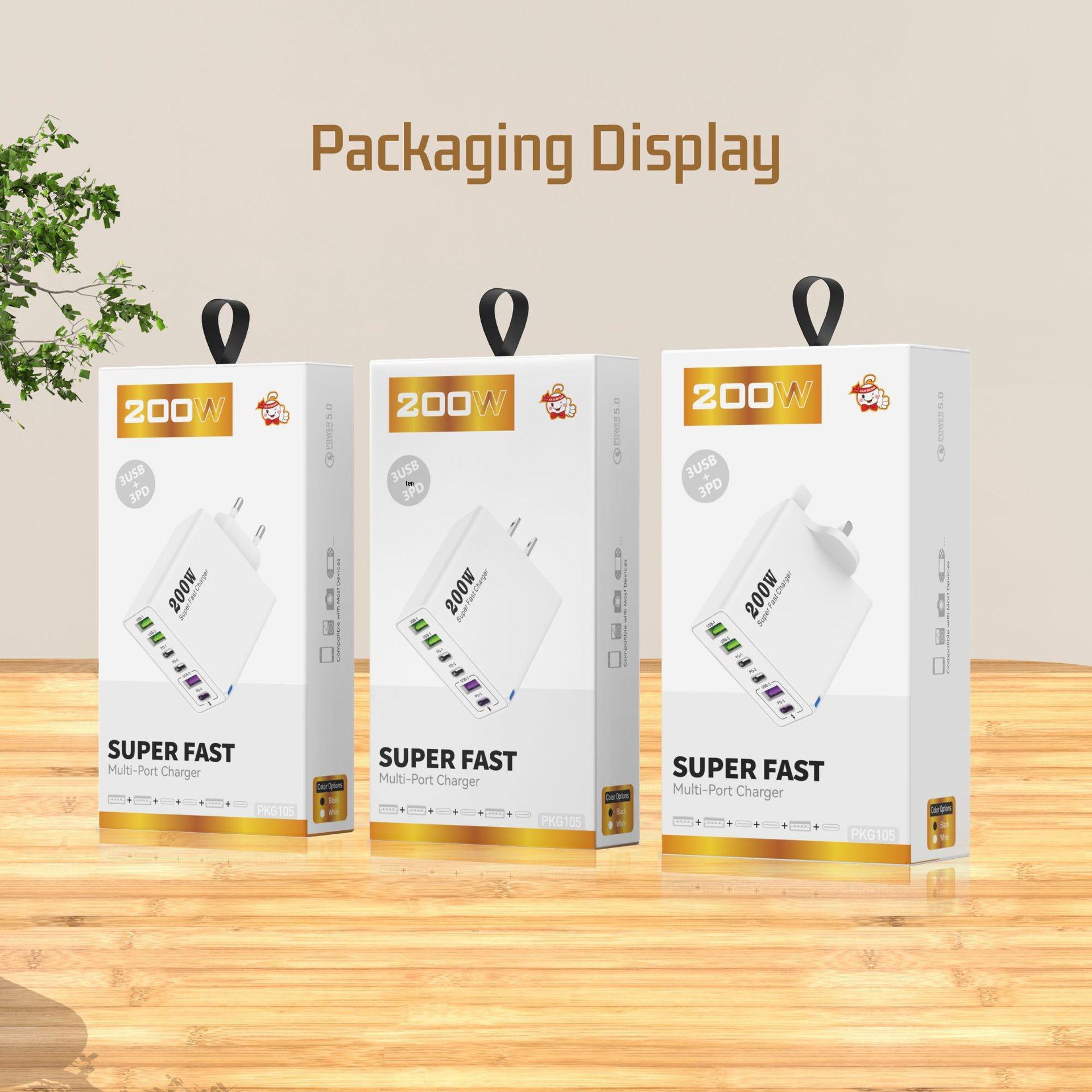 200W Multi-Port Charger: 3 USB + 3 PD, 6-in-1 Fast Charging, 5V/2.4A, EU/US/UK Compatible
200W Multi-Port Charger: 3 USB + 3 PD, 6-in-1 Fast Charging, 5V/2.4A, EU/US/UK Compatible