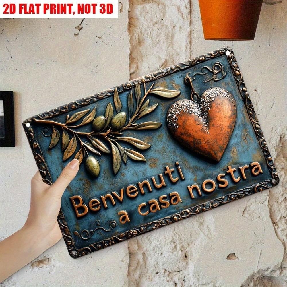 Vintage Italian Tin Sign Wall Decor Rustic Heart Olive Branch Welcome Home Gift 20x30
Vintage Italian Tin Sign Wall Decor Rustic Heart Olive Branch Welcome Home Gift 20x30