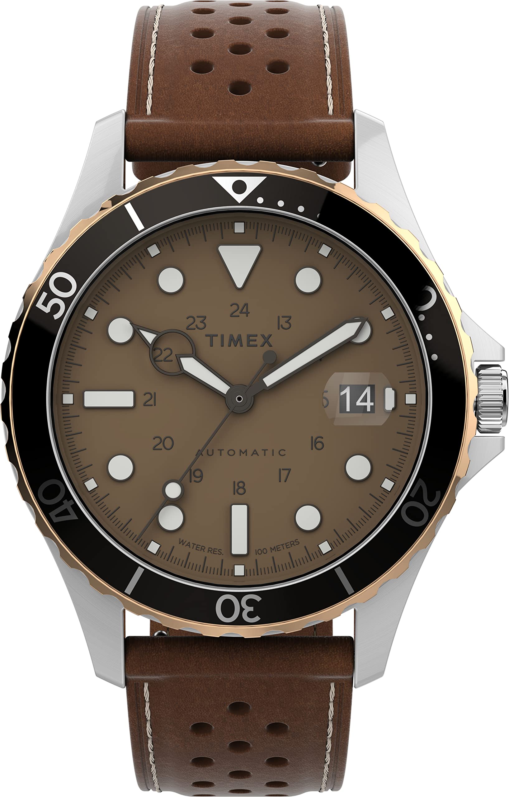Timex Men s Navi XL 41mm Watch, Brown/Tan/Stainless Steel. , One Size, 41mm Navi XL Automatic Leather Strap Watch
Timex Men s Navi XL 41mm Watch, Brown/Tan/Stainless Steel. , One Size, 41mm Navi XL Automatic Leather Strap Watch