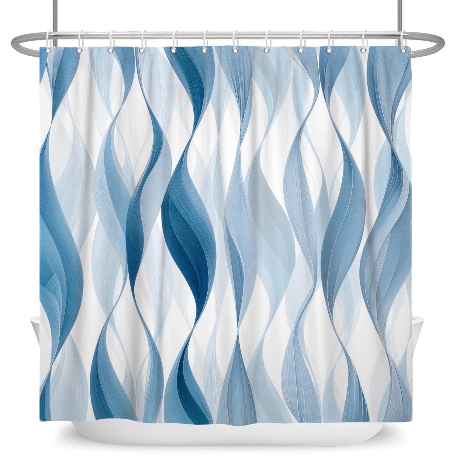 Modern Blue Abstract Pattern Shower Curtain Leaf Wave Bathroom Decor Waterproof Fabric Bath Curtain With Hooks Home Decoration W60H190(CM)-1 Pcs
Modern Blue Abstract Pattern Shower Curtain Leaf Wave Bathroom Decor Waterproof Fabric Bath Curtain With Hooks Home Decoration W60H190(CM)-1 Pcs