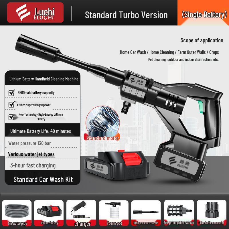 E Lu Chi High-Power Wireless Car Washer - Portable High-Pressure Water Gun with Lithium Battery Boost.
E Lu Chi High-Power Wireless Car Washer - Portable High-Pressure Water Gun with Lithium Battery Boost.