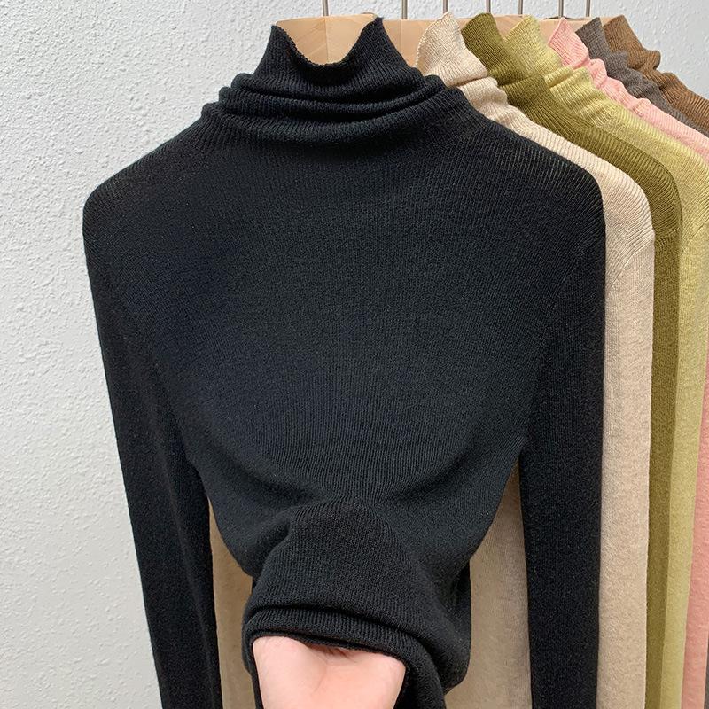 Женский осенне-зимний вязаный свитер с наборным воротником в стиле темперамент 3XL чёрный