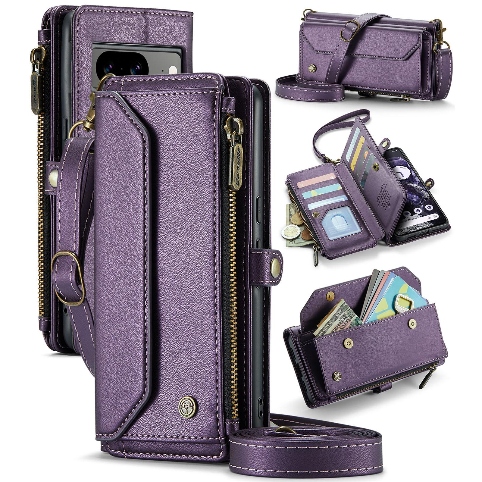 For Google Pixel 8 Leather Case CASEME C36 Zipper Multiple Card Slots Phone Cover with Straps Purple
For Google Pixel 8 Leather Case CASEME C36 Zipper Multiple Card Slots Phone Cover with Straps Purple