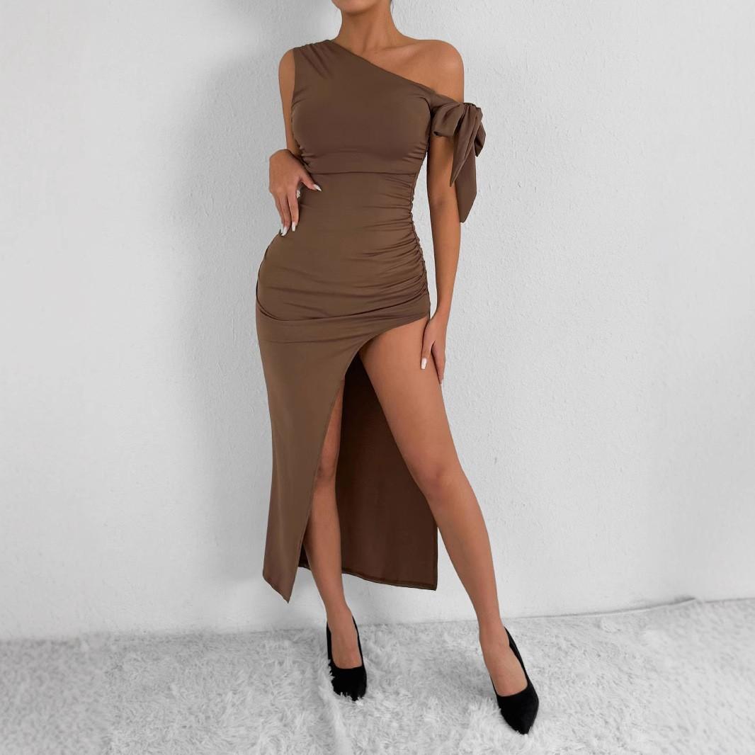 Summer Sexy Nightclub Fashion Sloping Shoulders Sleeveless Irregular Evening Dress Women Slit Bodycon Vestidos XS света кофе
Summer Sexy Nightclub Fashion Sloping Shoulders Sleeveless Irregular Evening Dress Women Slit Bodycon Vestidos XS света кофе