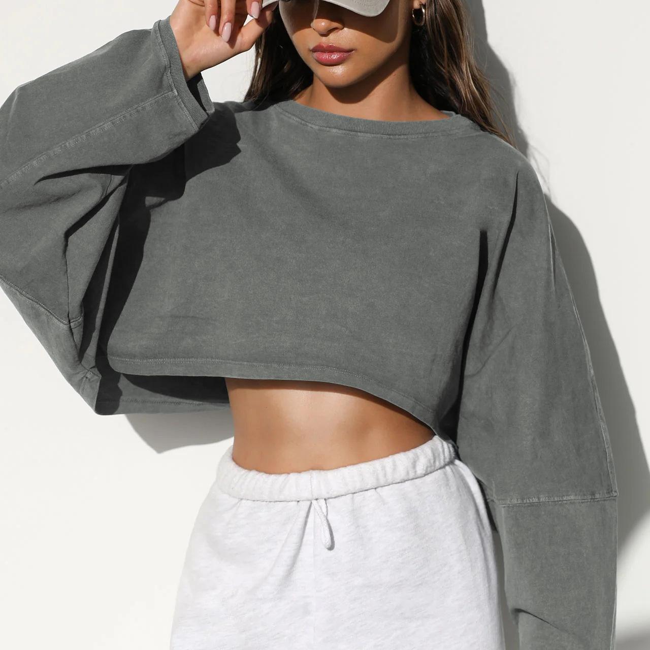 Женская одежда с круглым вырезом, уличная одежда, свободные трикотажные футболки с длинными рукавами, короткие спортивные базовые рубашки, топы, сплошной цвет L светло-серый
Женская одежда с круглым вырезом, уличная одежда, свободные трикотажные футболки с длинными рукавами, короткие спортивные базовые рубашки, топы, сплошной цвет L светло-серый