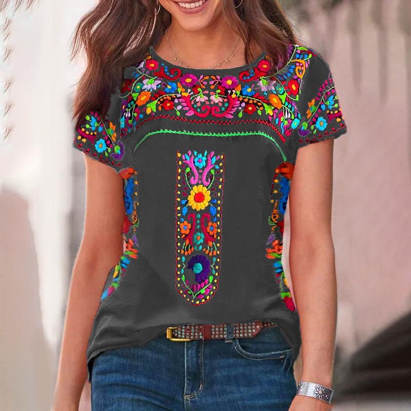 Summer Ethnic Colorful Floral Pattern 3d Print Round Neck Short Sleeve T-Shirt Casual Versatile Women s Top 6XL
Summer Ethnic Colorful Floral Pattern 3d Print Round Neck Short Sleeve T-Shirt Casual Versatile Women s Top 6XL