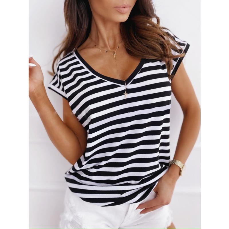 YYFS Женская мода Повседневная Летняя Весна Полосатый Принт Короткие Рукава V-образный Вырез Блузки и Рубашки M
YYFS Женская мода Повседневная Летняя Весна Полосатый Принт Короткие Рукава V-образный Вырез Блузки и Рубашки M