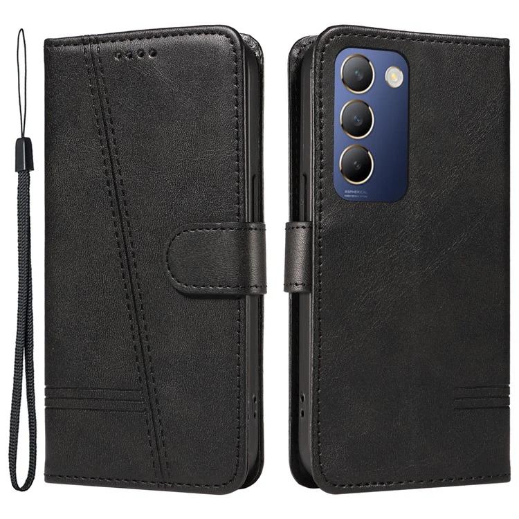 For vivo V40 SE 5G / Y100 5G (Indonesia) / Y200e 5G / V30 Lite 5G (India) Case T-Shaped Lines PU Leather Wallet Phone Cover - Black
For vivo V40 SE 5G / Y100 5G (Indonesia) / Y200e 5G / V30 Lite 5G (India) Case T-Shaped Lines PU Leather Wallet Phone Cover - Black