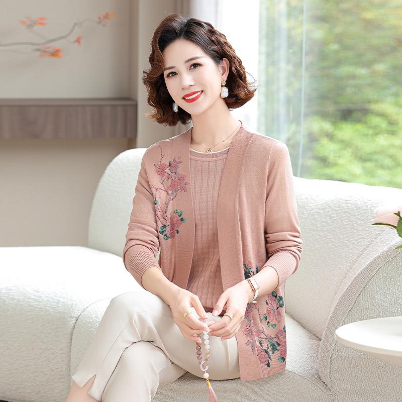 Spring & Autumn Knit Cardigan Two-Piece Set for Middle-Aged Women - Stylish Printed Jacket & Short-Sleeved Top L (recommended 80-100 jin) оранжевый/розовый
Spring & Autumn Knit Cardigan Two-Piece Set for Middle-Aged Women - Stylish Printed Jacket & Short-Sleeved Top L (recommended 80-100 jin) оранжевый/розовый