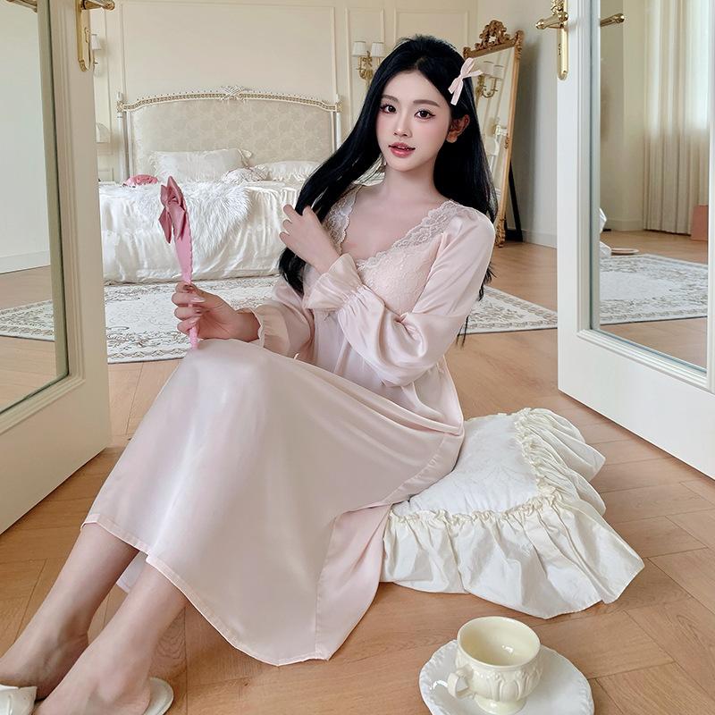 Silkworm Weiss Sexy Nightdress Women s Spring and Autumn Ice Silk Long Sleeve Large Size Skinny Long Dress with Chest Pad Premium Home M
Silkworm Weiss Sexy Nightdress Women s Spring and Autumn Ice Silk Long Sleeve Large Size Skinny Long Dress with Chest Pad Premium Home M