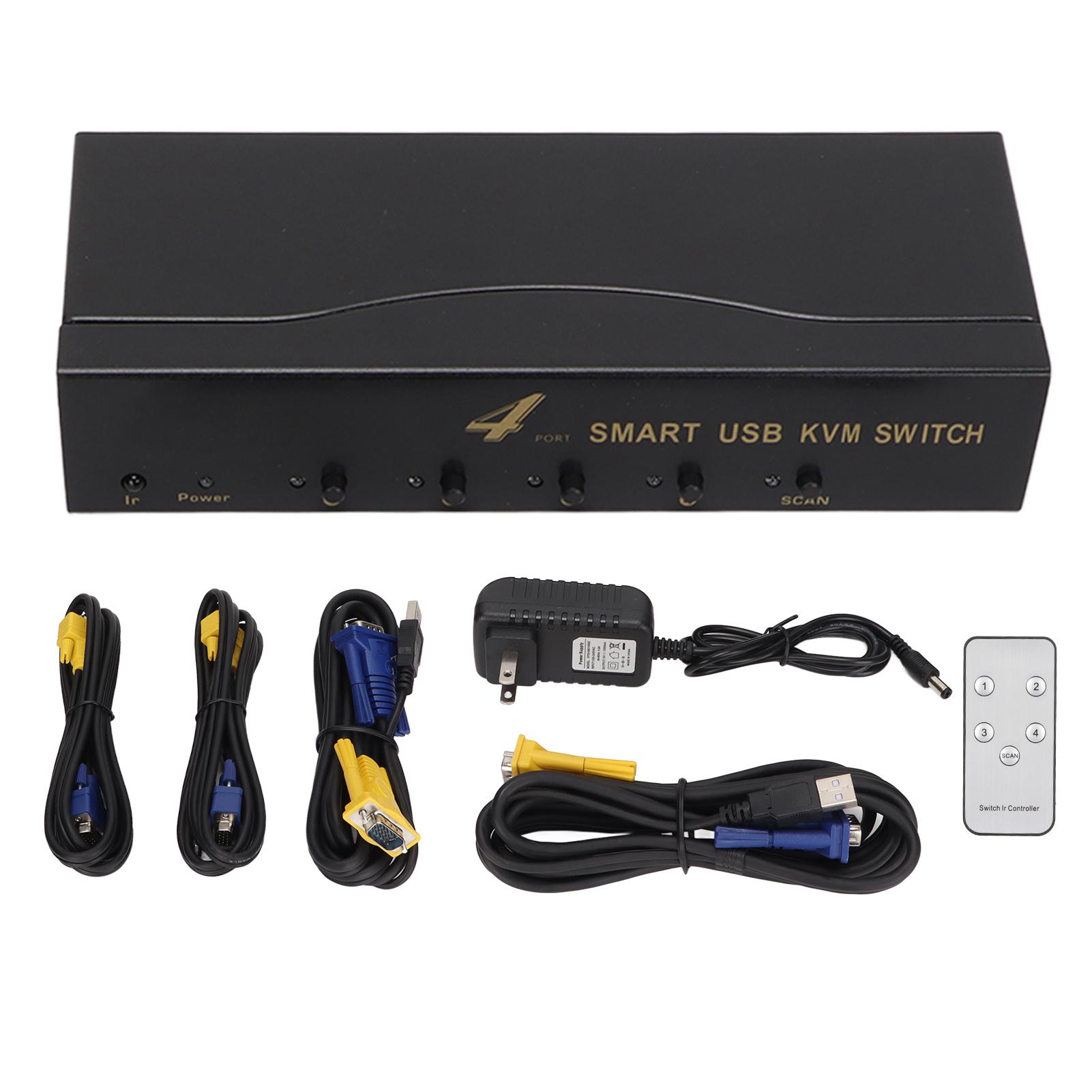 KVM-переключатель VGA Разрешение 1920 X 1440 2 режима переключения 4 USB-разъема Переключатель VGA Вилка 100‑240 В США US Plug
KVM-переключатель VGA Разрешение 1920 X 1440 2 режима переключения 4 USB-разъема Переключатель VGA Вилка 100‑240 В США US Plug