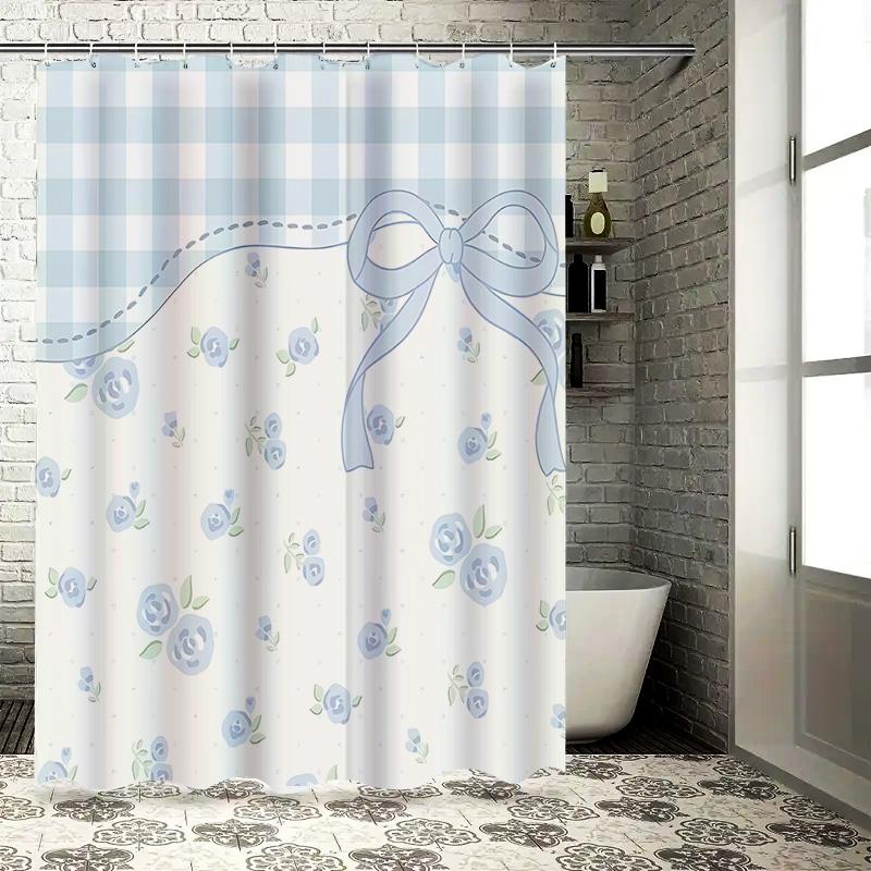 Adorable Blue Rose Print Shower Curtain Bow Design Fresh Gingham Elegant Floral Motifs Bathroom Decor Waterproof Durable W60H190(CM)-1 Pcs
Adorable Blue Rose Print Shower Curtain Bow Design Fresh Gingham Elegant Floral Motifs Bathroom Decor Waterproof Durable W60H190(CM)-1 Pcs
