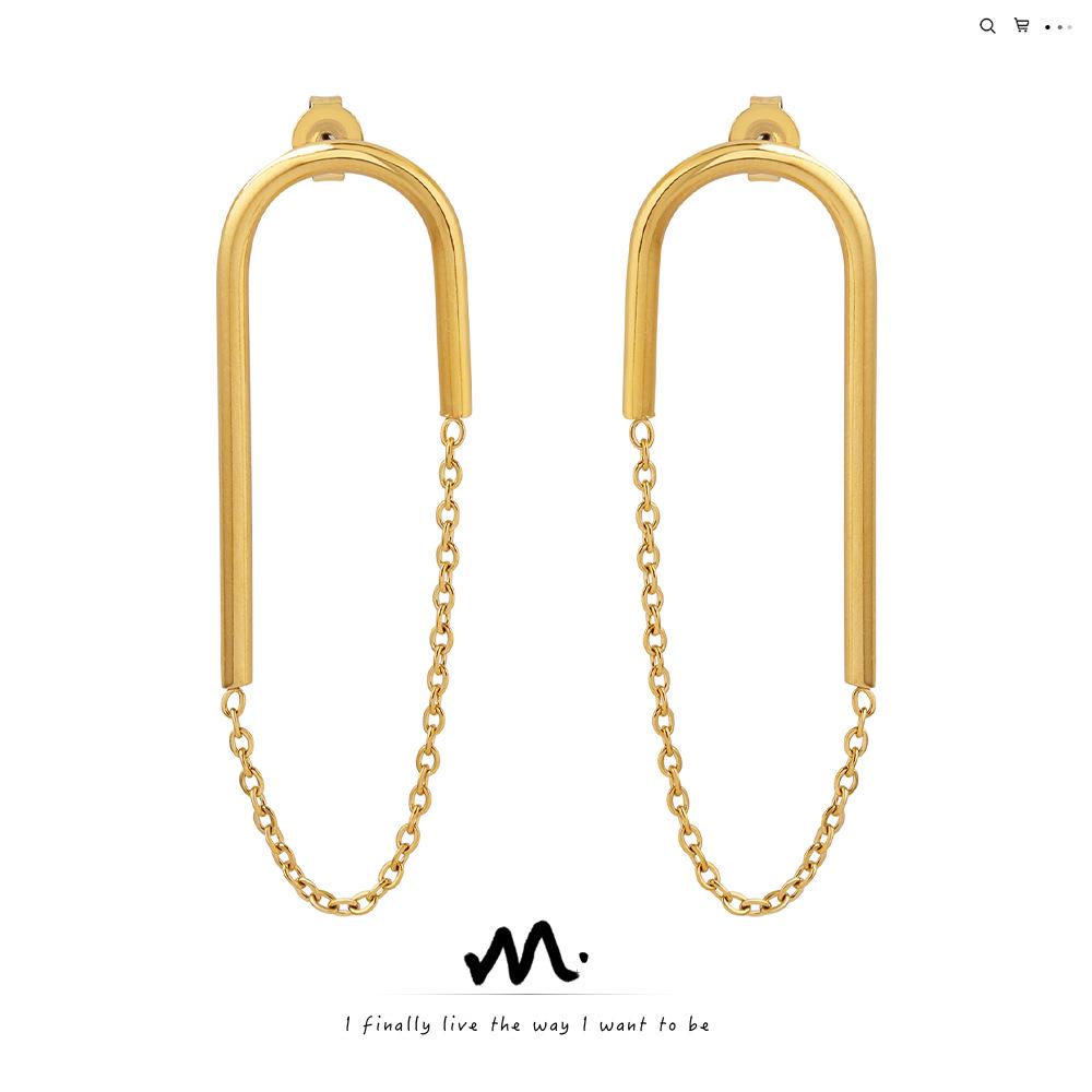 Fashionable U-Shaped Earrings for Women, 18k Gold-Plated Titanium Steel, European & American Style, Niche Design - Model F399
Fashionable U-Shaped Earrings for Women, 18k Gold-Plated Titanium Steel, European & American Style, Niche Design - Model F399