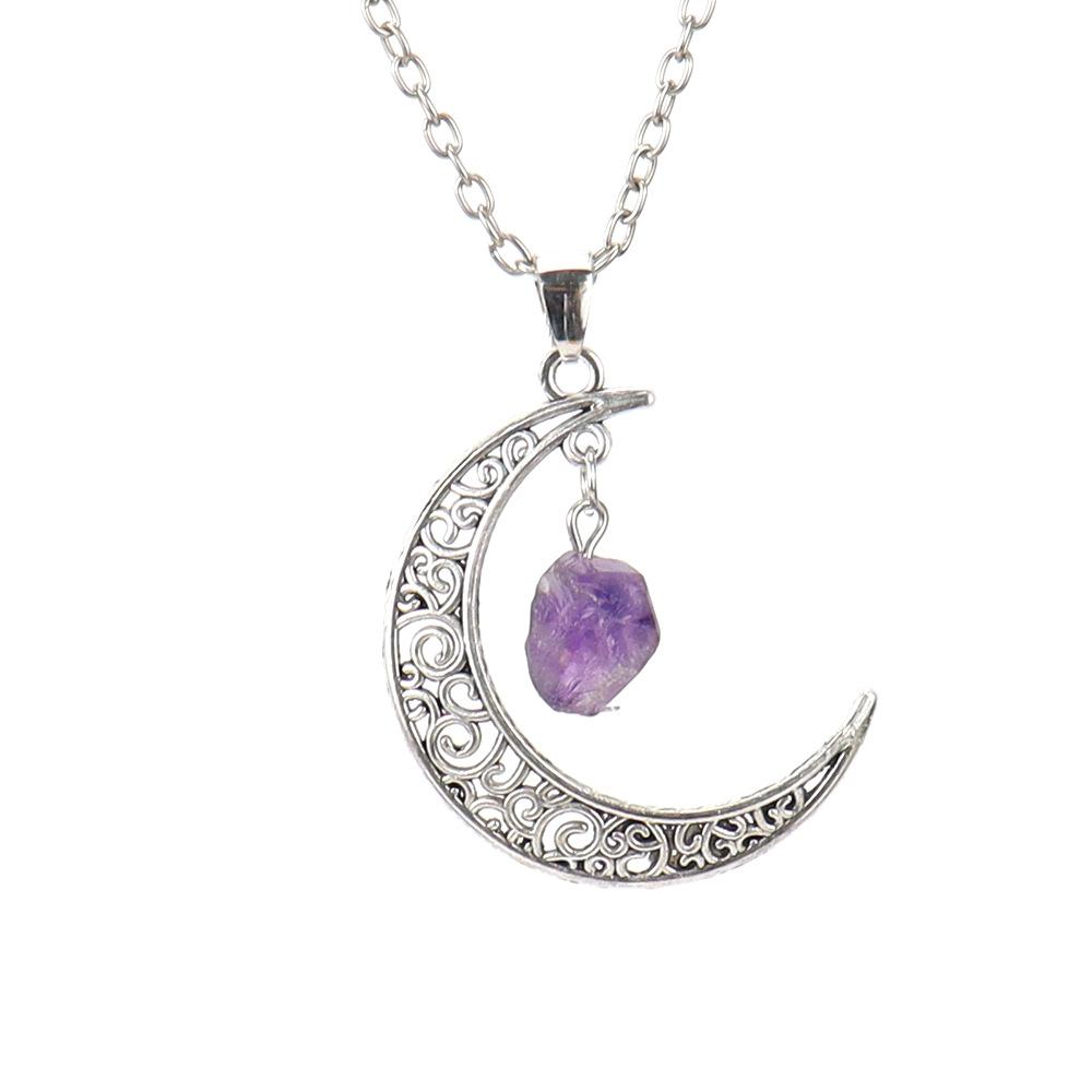 Hollow Moon Natural Rough Stone Crystal Pendant Necklace Amethyst Pendant Couple Necklace N597 аметист
Hollow Moon Natural Rough Stone Crystal Pendant Necklace Amethyst Pendant Couple Necklace N597 аметист