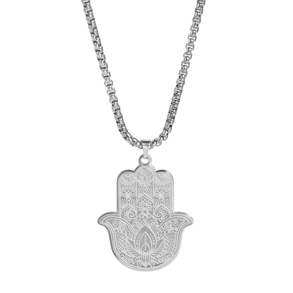 Hamsa Hand Lotus Flower Pendant Necklace Stainless Steel Box Chain Fatima Yoga Hindu Necklaces Vintage Amulet Jewelry 60cm
Hamsa Hand Lotus Flower Pendant Necklace Stainless Steel Box Chain Fatima Yoga Hindu Necklaces Vintage Amulet Jewelry 60cm