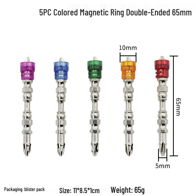 Color Magnetic Ring Phillips Screwdriver Bits Set - Single/Double Head, Electric & Air Screwdriver, 65mm/110mm
Color Magnetic Ring Phillips Screwdriver Bits Set - Single/Double Head, Electric & Air Screwdriver, 65mm/110mm