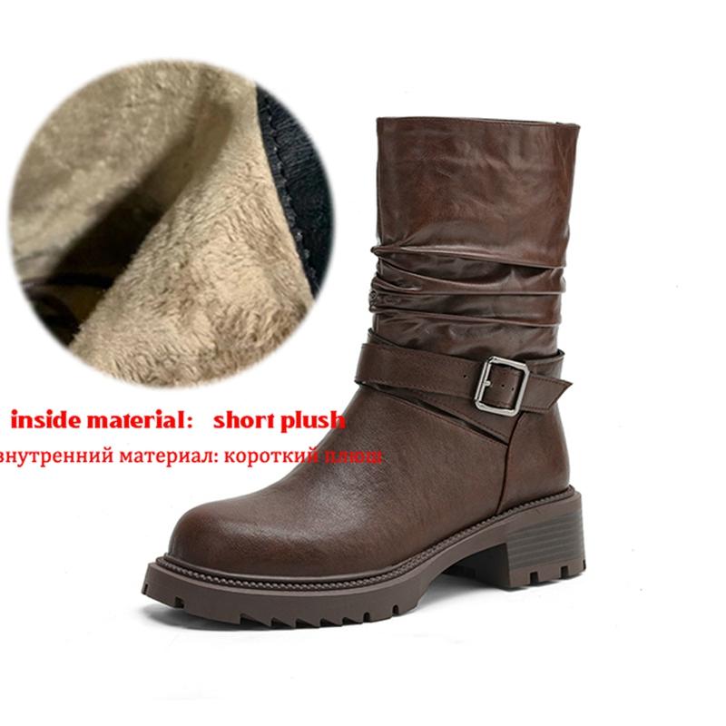 Krazing Pot Cow Skin Winter Round Toe Modern Boots Med Heels Slip on Metal Buckles Pleated Style Women Mid-calf Boots 42
Krazing Pot Cow Skin Winter Round Toe Modern Boots Med Heels Slip on Metal Buckles Pleated Style Women Mid-calf Boots 42