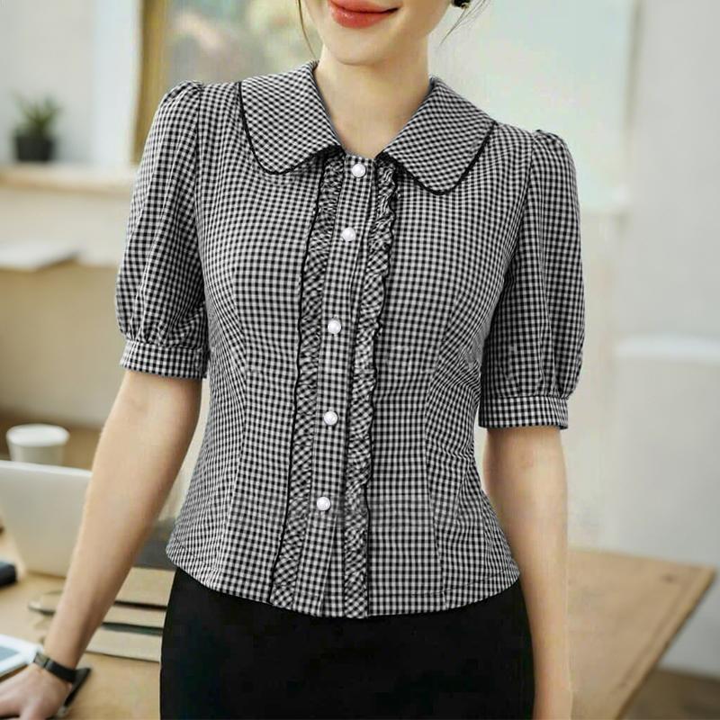 ZANZEA Women Summer Doll Collar Casual Short Sleeve Grid Print Blouse M чёрный
ZANZEA Women Summer Doll Collar Casual Short Sleeve Grid Print Blouse M чёрный