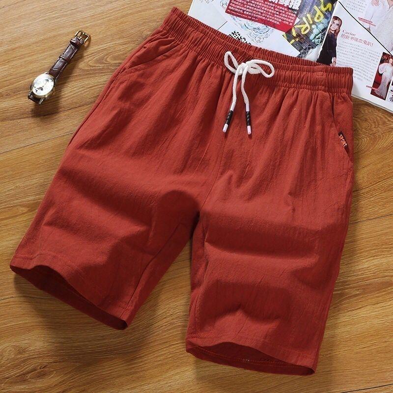 Мужские спортивные шорты для отдыха на природе, пляжные мужские шорты с разрезом, дышащая ткань, спортивные штаны XXXXXL кирпич красный