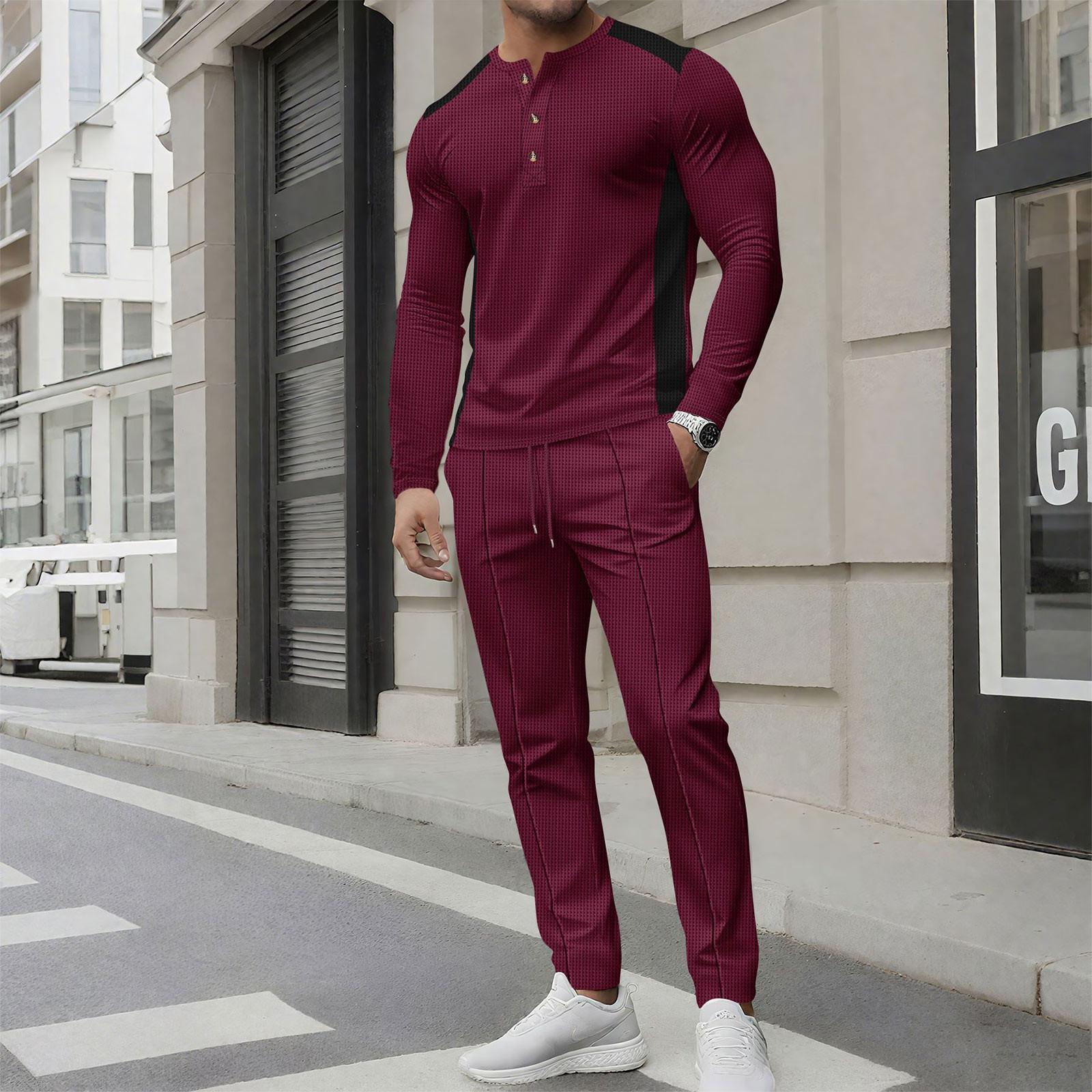 Men s New Casual Long Sleeved Trousers Suit High Collar Two Color Button Long Sleeved Trousers Suit M винный
Men s New Casual Long Sleeved Trousers Suit High Collar Two Color Button Long Sleeved Trousers Suit M винный
