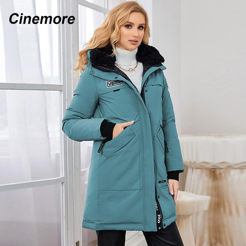 Cinemore 2023, зимняя женская куртка, теплая утепленная парка, модное повседневное длинное пуховое пальто, женская одежда с меховым капюшоном и подкладкой
Cinemore 2023, зимняя женская куртка, теплая утепленная парка, модное повседневное длинное пуховое пальто, женская одежда с меховым капюшоном и подкладкой