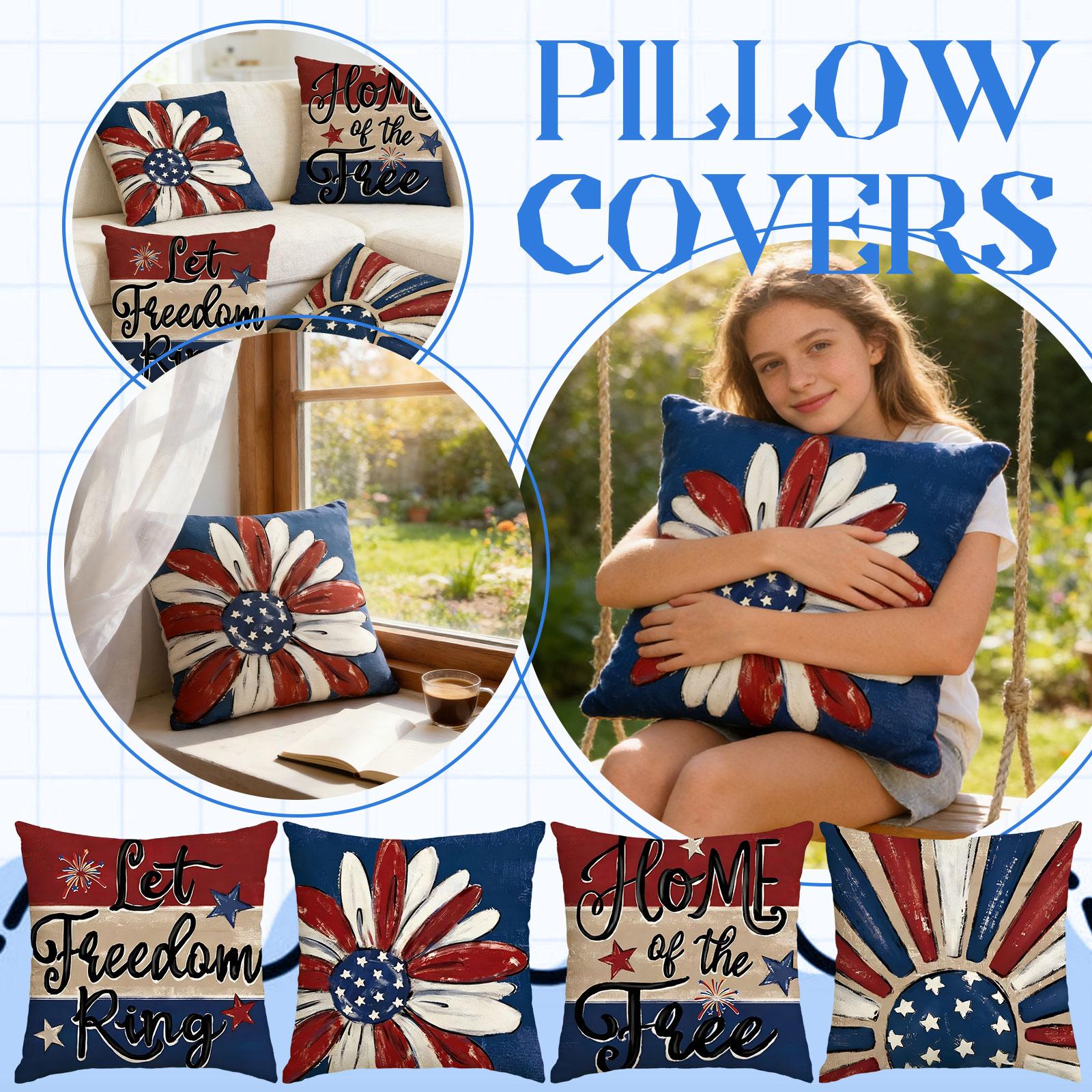 Throw Pillow Covers, Patriotic Independence Memorial Day USA Flag Cushion Case For Sofa Couch Set Of 4 One Size
Throw Pillow Covers, Patriotic Independence Memorial Day USA Flag Cushion Case For Sofa Couch Set Of 4 One Size