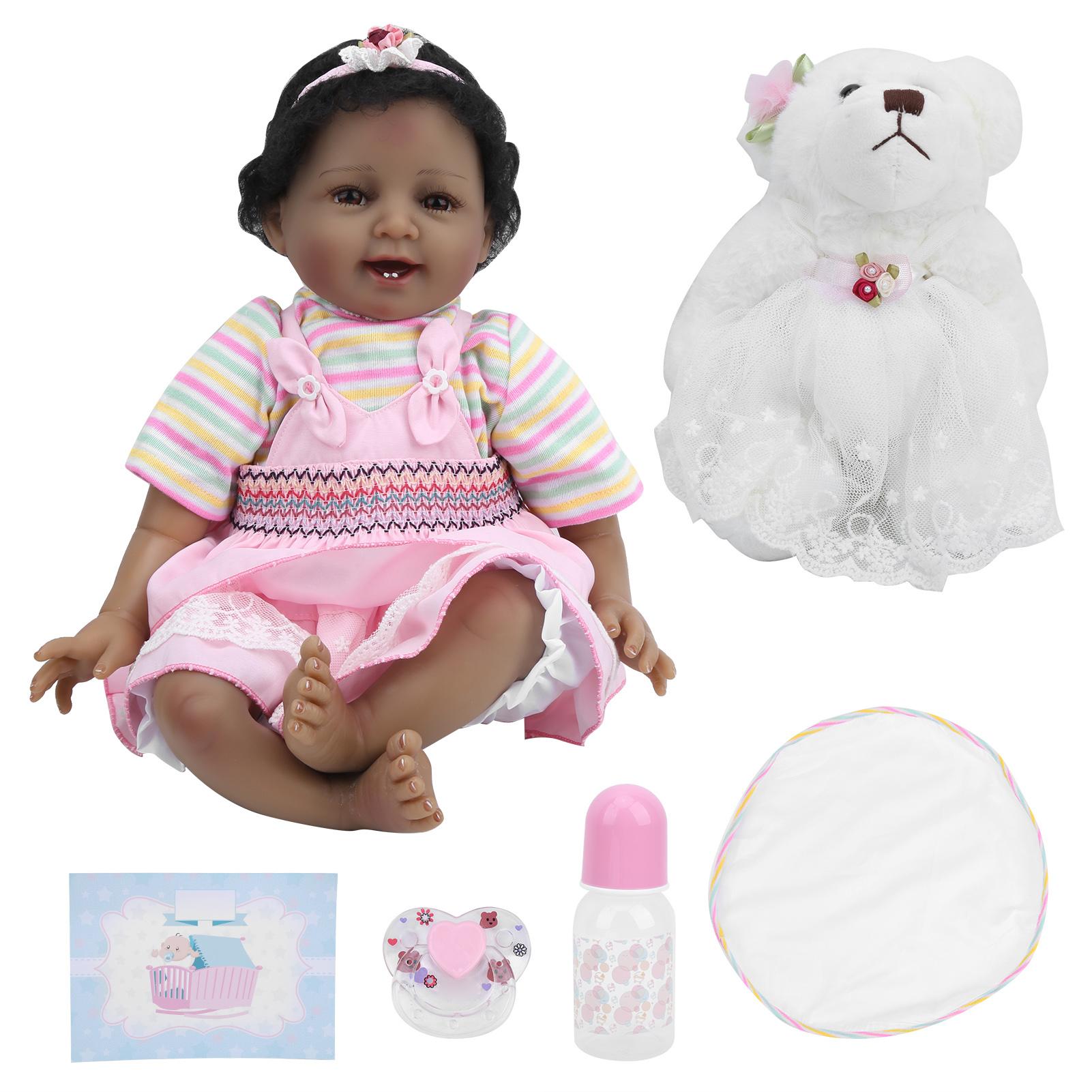 55cm Baby Reborn Doll Soft Smiling Baby Girl Doll Toy Children Toy Gift with Nipple Baby Bottle
55cm Baby Reborn Doll Soft Smiling Baby Girl Doll Toy Children Toy Gift with Nipple Baby Bottle