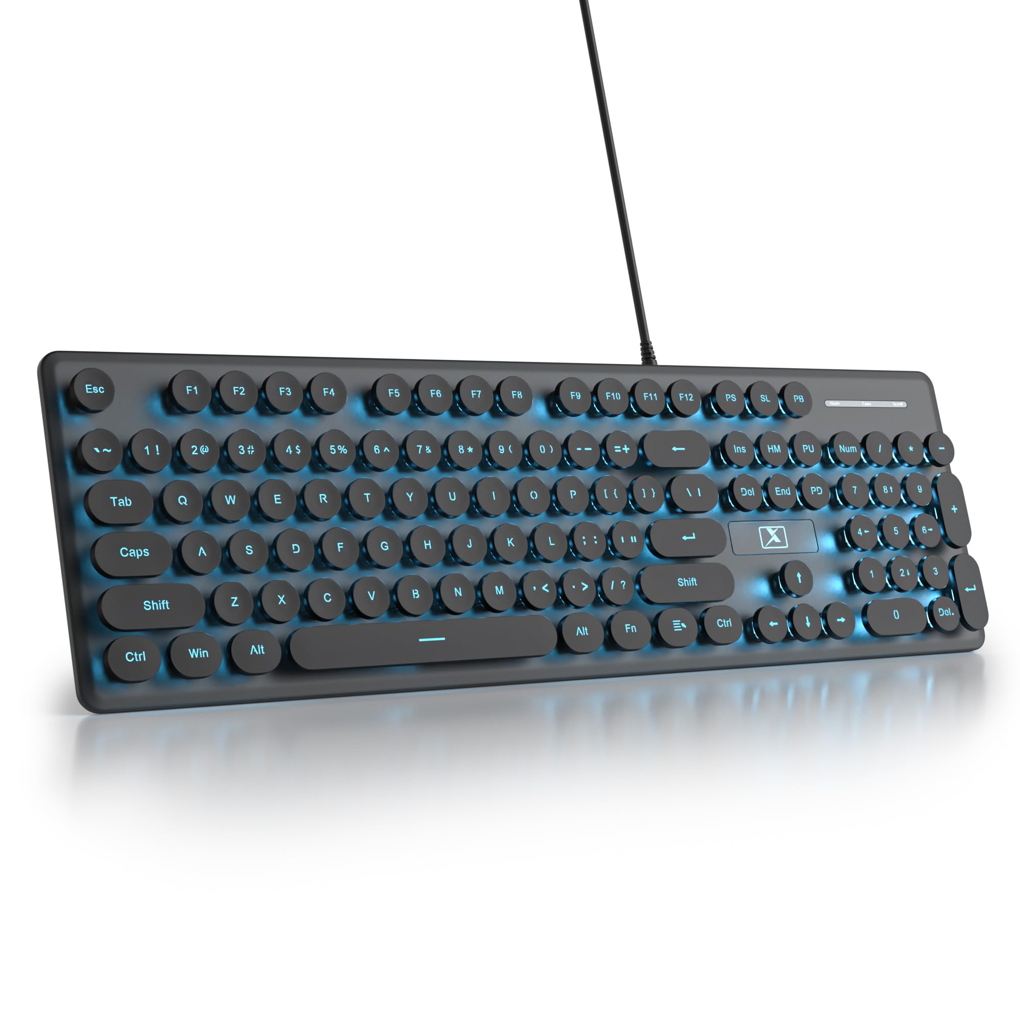 Wired Quiet Membrane Retro Punk Typewriter Green LED USB Gaming Keyboard with ABS Round Keycaps for Keyboard, Full-Size 104-Key Backlit, Ultra-Slim
Wired Quiet Membrane Retro Punk Typewriter Green LED USB Gaming Keyboard with ABS Round Keycaps for Keyboard, Full-Size 104-Key Backlit, Ultra-Slim