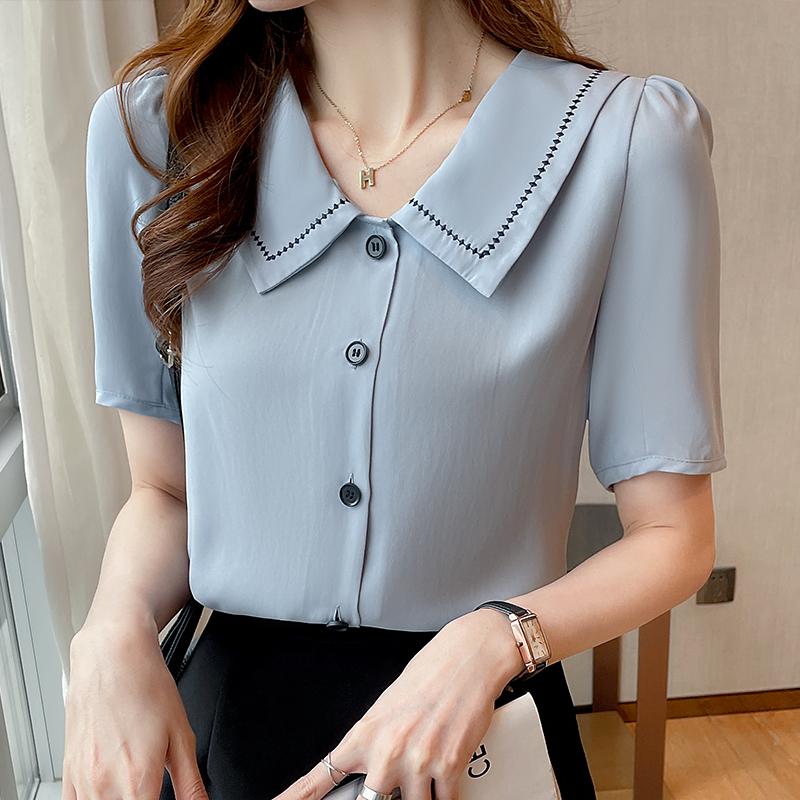 Летняя белая блузка с коротким рукавом, рубашка, женские топы, модная женская рубашка с кукольным воротником J163 2XL
Летняя белая блузка с коротким рукавом, рубашка, женские топы, модная женская рубашка с кукольным воротником J163 2XL