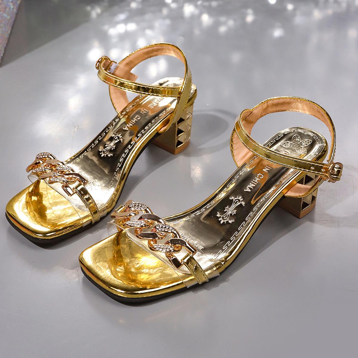 Foreign trade high-heeled sandals women s 2025 summer new one-word rhinestone chain thick-heeled sandals European and American gold sandals 42
Foreign trade high-heeled sandals women s 2025 summer new one-word rhinestone chain thick-heeled sandals European and American gold sandals 42