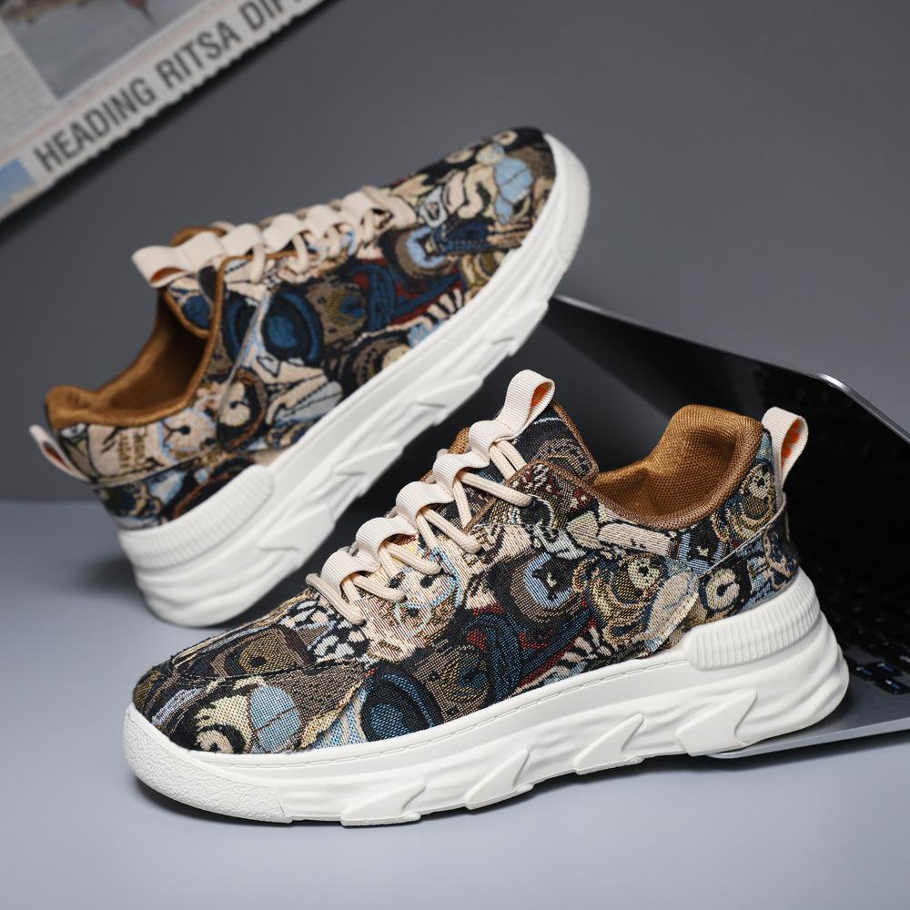 Platform men s shoes dad shoes 2025 new spring and autumn trend fly-woven flower cloth breathable casual painted sports shoes 39 синий 
Platform men s shoes dad shoes 2025 new spring and autumn trend fly-woven flower cloth breathable casual painted sports shoes 39 синий