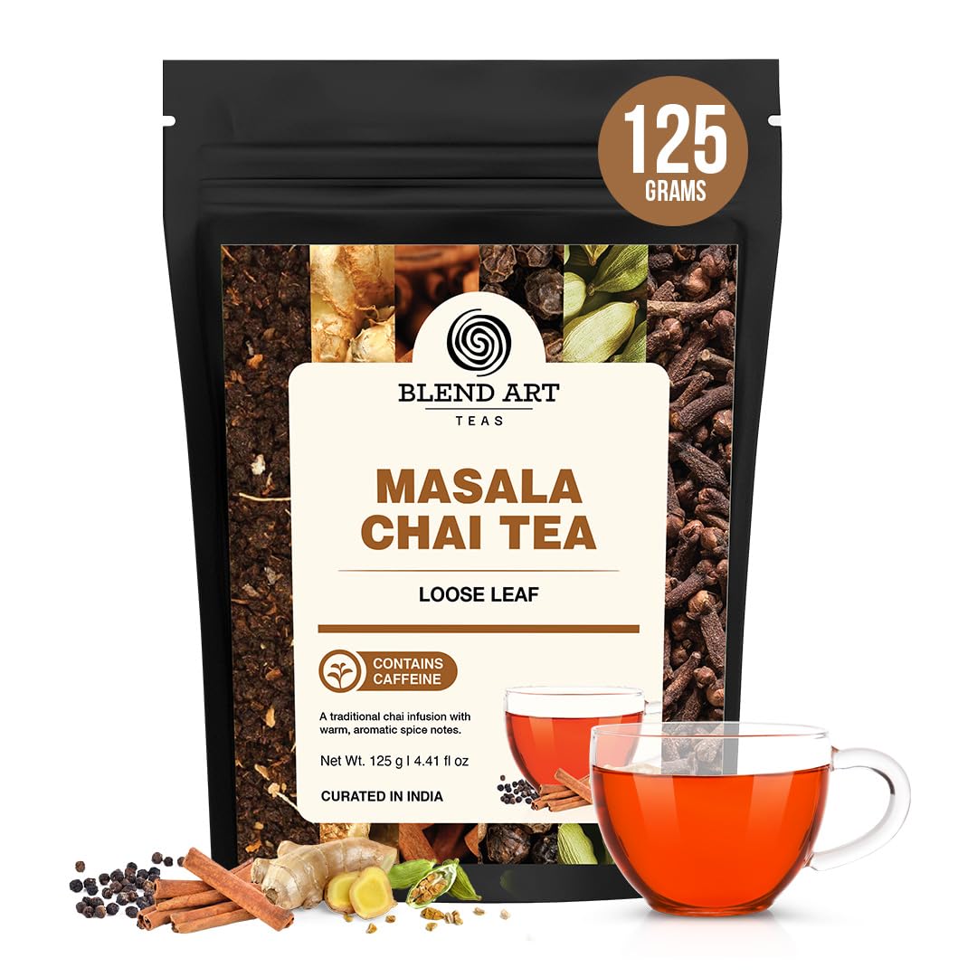 Masala Chai 125g 100% Kadak Assam Black CTC Tea | Immunity Booster Enriched with Cardamom Ginger Cloves Black Pepper and Lemongrass Classic Masala
Masala Chai 125g 100% Kadak Assam Black CTC Tea | Immunity Booster Enriched with Cardamom Ginger Cloves Black Pepper and Lemongrass Classic Masala