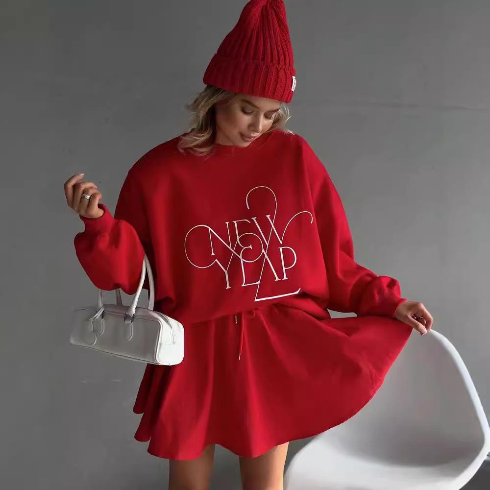 Дизайнерський комплект-сукня зі світшотом з принтом, що перетинає кордон - Вільний крій, Двокомпонентний одяг M червоний
Дизайнерський комплект-сукня зі світшотом з принтом, що перетинає кордон - Вільний крій, Двокомпонентний одяг M червоний