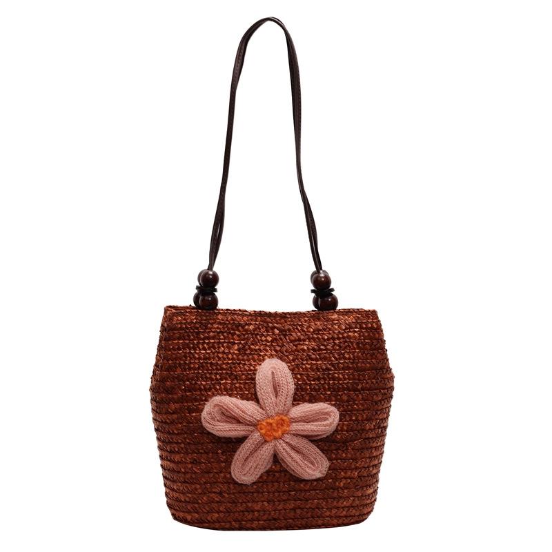 2025 новые популярные универсальные женские сумки, простые плетеные сумки, модные повседневные сумки через плечо для отпуска на море коричневый