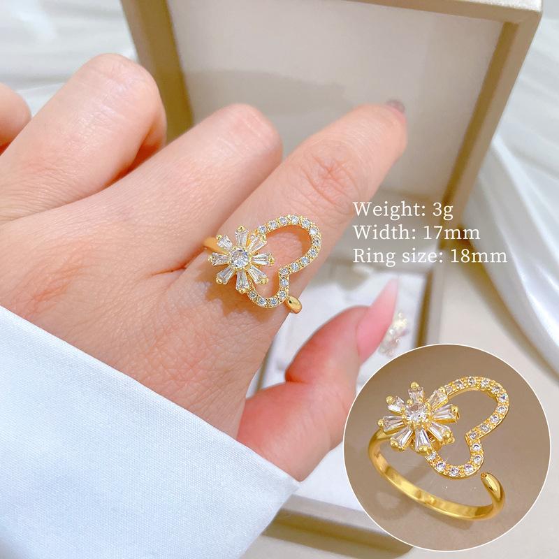 Fashion Sweet Rotatable Daisy Flower Rings for Women Girls Hollow Love Heart Adjustable Open Copper Ring Jewelry Gifts
Fashion Sweet Rotatable Daisy Flower Rings for Women Girls Hollow Love Heart Adjustable Open Copper Ring Jewelry Gifts