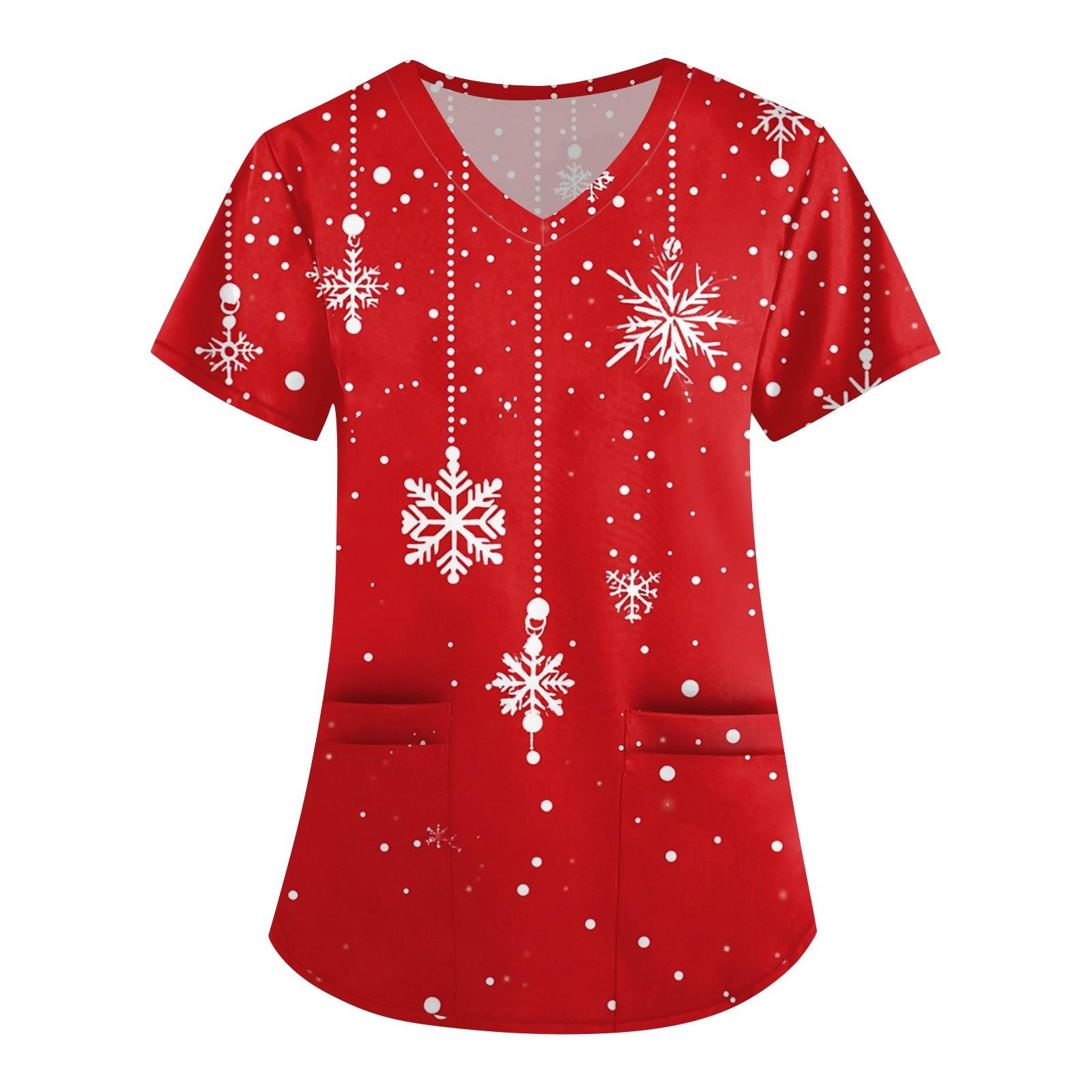 Жіночий милий робочий одяг з принтами, V-подібним вирізом, двошарові кишені, базовий пуловер з короткими рукавами, Різдво S червоний
Жіночий милий робочий одяг з принтами, V-подібним вирізом, двошарові кишені, базовий пуловер з короткими рукавами, Різдво S червоний