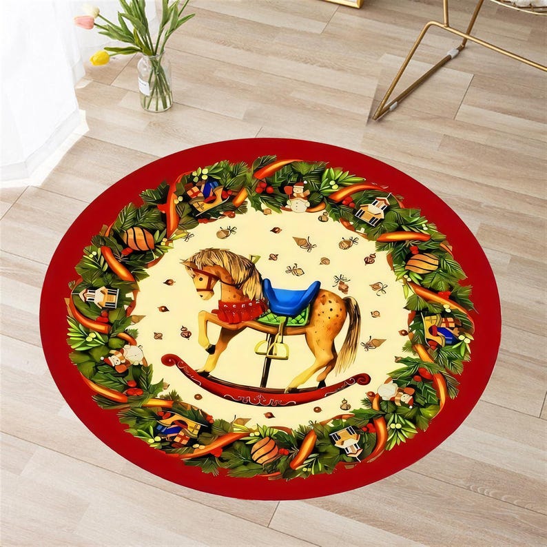 Modern Christmas Round Rug,Horse & Snowman Themed Mat,Merry Christmas Home Decor Gift for Kids Room Living Room,Gift for Him Her Diameter 100cm
Modern Christmas Round Rug,Horse & Snowman Themed Mat,Merry Christmas Home Decor Gift for Kids Room Living Room,Gift for Him Her Diameter 100cm