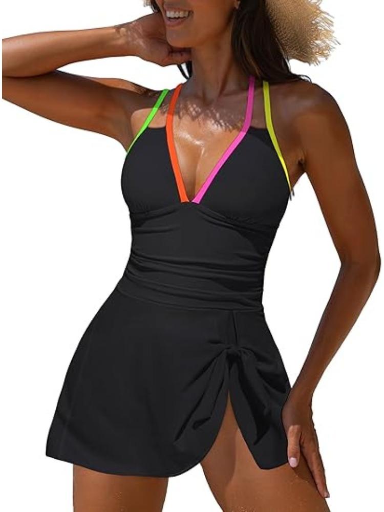 Sexy Solid Color Slit Skirt V Neck Cross Strap Tummy Control Bikini Swimsuit For Vacation XXL чорний
Sexy Solid Color Slit Skirt V Neck Cross Strap Tummy Control Bikini Swimsuit For Vacation XXL чорний