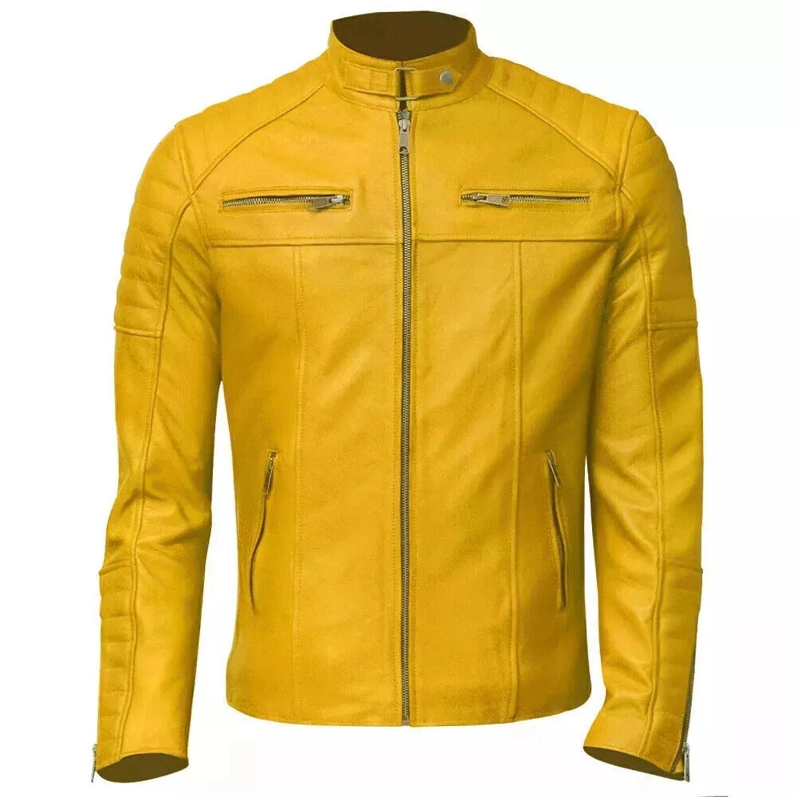 New Men Jacket Yellow Leather Handmade Genuine Lambskin Stylish Motorcycle Soft S жовтий
New Men Jacket Yellow Leather Handmade Genuine Lambskin Stylish Motorcycle Soft S жовтий