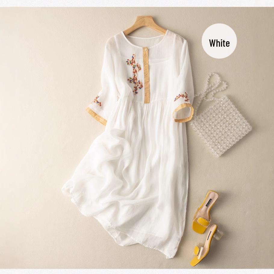 2026 Summer Ethnic Style Embroidered Short Sleeve Women s White Retro Dress L білий
2026 Summer Ethnic Style Embroidered Short Sleeve Women s White Retro Dress L білий