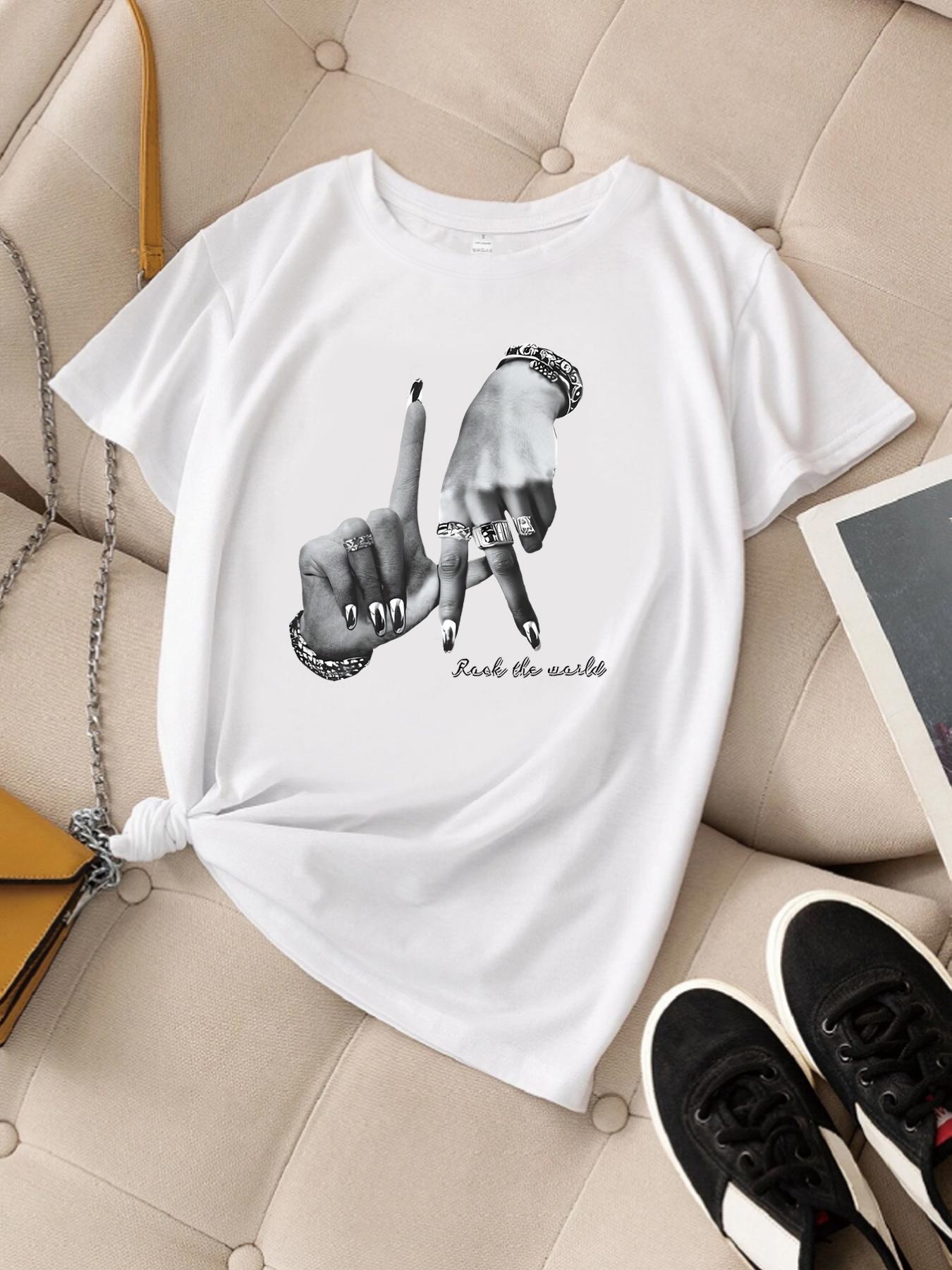 2026 New Jewelry Gesture Graffiti Letter Pattern Print Tshirt Fashion Unisex Women Top Summer Shortsleeve Women s Clothing 4XL
2026 New Jewelry Gesture Graffiti Letter Pattern Print Tshirt Fashion Unisex Women Top Summer Shortsleeve Women s Clothing 4XL