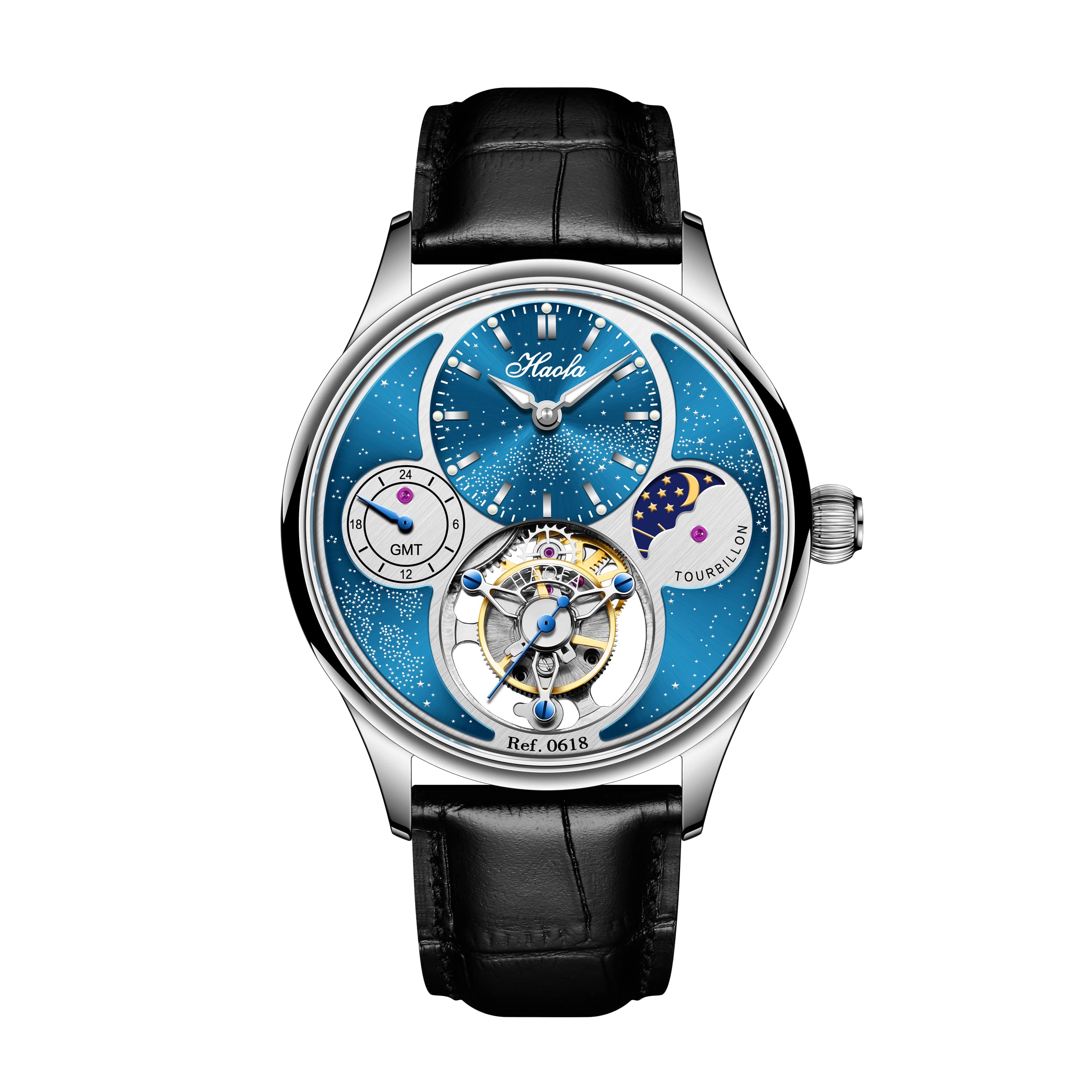 HAOFA Tourbillon Watch Mechanical Manual Winding Moon Phase GMT Hollow Dial Luxury Stylish Sapphire Glass Popular Waterproof Gift Men s Men s Men s срібний
HAOFA Tourbillon Watch Mechanical Manual Winding Moon Phase GMT Hollow Dial Luxury Stylish Sapphire Glass Popular Waterproof Gift Men s Men s Men s срібний