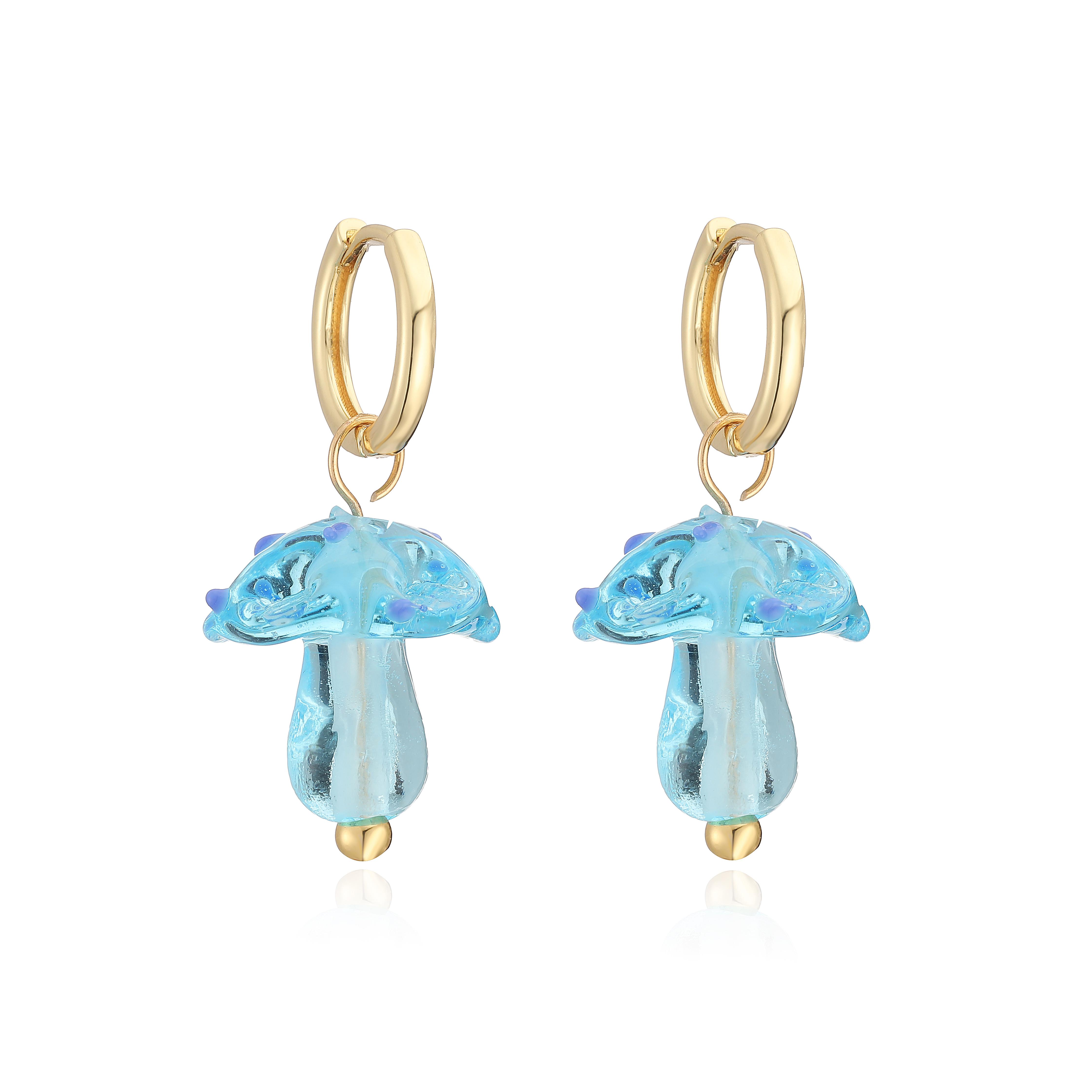 Cute Glass Mushroom Hoop Earrings 18K Gold Plated Brass Dangle Earrings for Women Cottagecore Y2K Style & Whimsical Gifts синій
Cute Glass Mushroom Hoop Earrings 18K Gold Plated Brass Dangle Earrings for Women Cottagecore Y2K Style & Whimsical Gifts синій