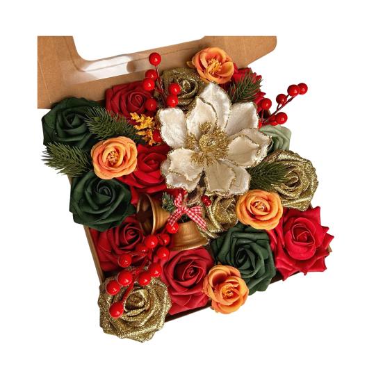 Рождественская подарочная коробка с искусственными цветами, реалистичный искусственный цветок розы, красная ягода, колокольчик, украшение для стола дома/офиса, украшение для вечеринки разноцветный
Рождественская подарочная коробка с искусственными цветами, реалистичный искусственный цветок розы, красная ягода, колокольчик, украшение для стола дома/офиса, украшение для вечеринки разноцветный