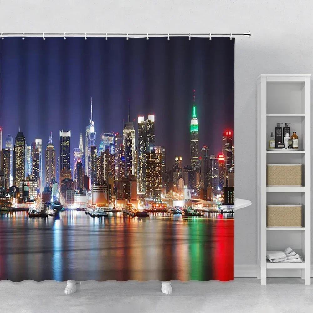 Landscape Shower Curtain New York City Night Scenery Waterproof Bath Curtain Set Polyester With Hook Bathroom Supplies Decorate W60H190(CM)-1 Pcs
Landscape Shower Curtain New York City Night Scenery Waterproof Bath Curtain Set Polyester With Hook Bathroom Supplies Decorate W60H190(CM)-1 Pcs