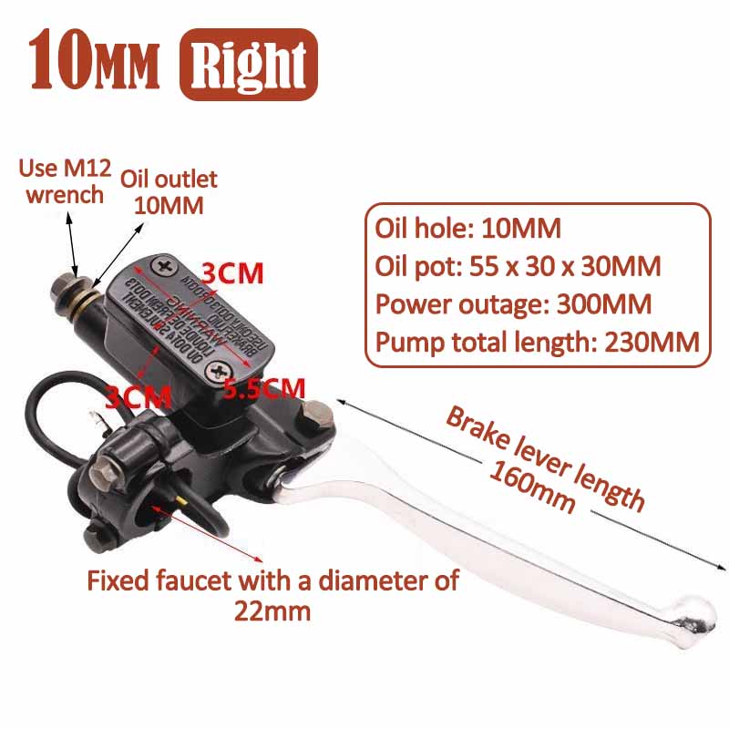 22MM Motorcycle Brake Pump Front Master Cylinder Hydraulic Brake Lever 8MM/10MM Aluminum for Dirt Pit Bike ATV Quad Go Kart 10MM Right
22MM Motorcycle Brake Pump Front Master Cylinder Hydraulic Brake Lever 8MM/10MM Aluminum for Dirt Pit Bike ATV Quad Go Kart 10MM Right
