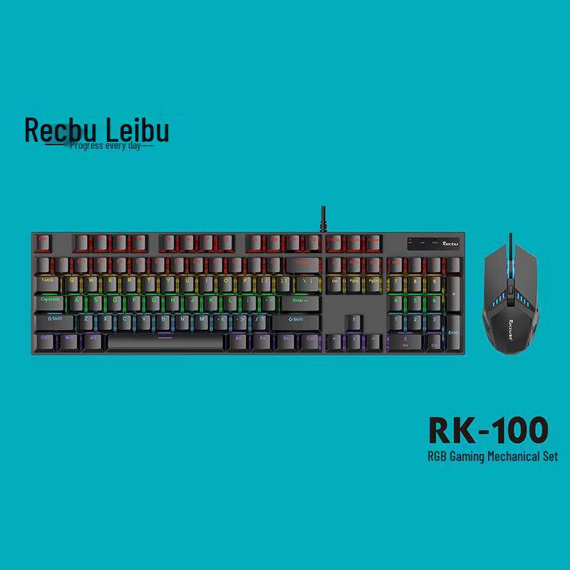 RECBU RK100 Wired RGB Mechanical Keyboard and Mouse Set
RECBU RK100 Wired RGB Mechanical Keyboard and Mouse Set